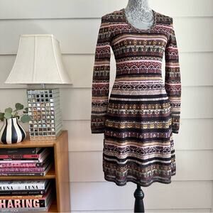 M Missoni Long-Sleeve Floral Lurex Jacquard Knit Dress size 42/ US 10